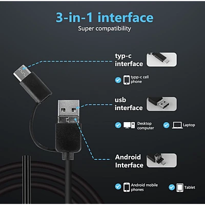 Camera Endoscop 3 in 1 USB C pentru Android si Windows 10 METRI waterproof Camera Endoscop 3 in 1 USB C pentru Android si Windows 10 METRI waterproof