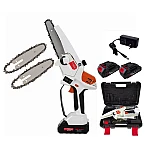 Mini fierastrau Edon MX294 Profesional 2 acumulatori 42 V 8Ah rezervor ulei sistem ungere lant lama 20 cm NEGRU CU PORTOCALIU