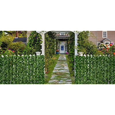 Gard 1m x 3m lungime cu frunze artificiale verde decoractiv Gard 1m x 3m lungime cu frunze artificiale verde decoractiv