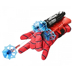 Set 2 Manusi Spiderman cu ventuze sfoara si lansator rosii