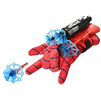 Set 2 Manusi Spiderman cu ventuze sfoara si lansator rosii Set 2 Manusi Spiderman cu ventuze sfoara si lansator rosii