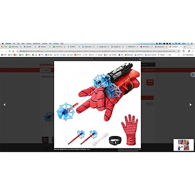 Set 2 Manusi Spiderman cu ventuze sfoara si lansator rosii Set 2 Manusi Spiderman cu ventuze sfoara si lansator rosii