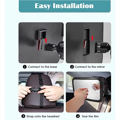 Oglinda auto supraveghere bebe fixare tetiera suport anti alunecare 360 grade Oglinda auto supraveghere bebe fixare tetiera suport anti alunecare 360 grade