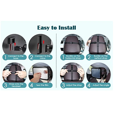 Oglinda auto supraveghere bebe fixare tetiera suport anti alunecare 360 grade Oglinda auto supraveghere bebe fixare tetiera suport anti alunecare 360 grade