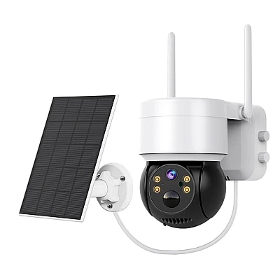 Camera de supraveghere cu panou solar senzor PIR si sirena Camera de supraveghere cu panou solar senzor PIR si sirena
