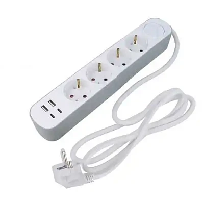 Prelungitor JORTAN OG2204 cu 4 prize 2 porturi USB si 2 Type C 2 metri Prelungitor JORTAN OG2204 cu 4 prize 2 porturi USB si 2 Type C 2 metri
