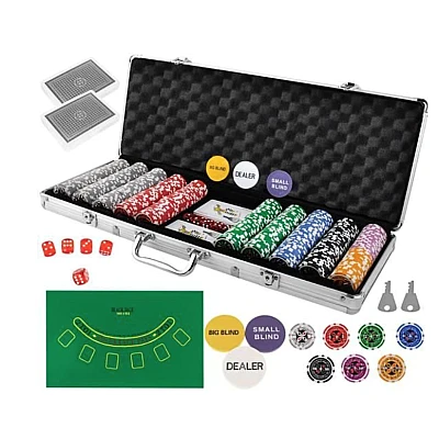Set Joc de Poker cu 500 Jetoane si Valiza Aluminiu + Accesorii Complete Set Joc de Poker cu 500 Jetoane si Valiza Aluminiu + Accesorii Complete