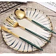 Set de 24 tacamuri elegante si rafinate cu un finisaj luxos VERDE cu AURIU Set de 24 tacamuri elegante si rafinate cu un finisaj luxos VERDE cu AURIU