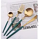 Set de 24 tacamuri elegante si rafinate cu un finisaj luxos VERDE cu AURIU Set de 24 tacamuri elegante si rafinate cu un finisaj luxos VERDE cu AURIU