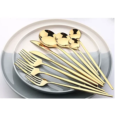 Set de 24 tacamuri elegante si rafinate cu un finisaj luxos AURII Set de 24 tacamuri elegante si rafinate cu un finisaj luxos AURII