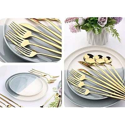 Set de 24 tacamuri elegante si rafinate cu un finisaj luxos AURII Set de 24 tacamuri elegante si rafinate cu un finisaj luxos AURII