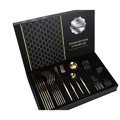 Set de 24 tacamuri elegante si rafinate cu un finisaj luxos AURII Set de 24 tacamuri elegante si rafinate cu un finisaj luxos AURII