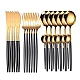 Set de 24 tacamuri elegante si rafinate cu un finisaj luxos NEGRU cu AURIU