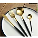 Set de 24 tacamuri elegante si rafinate cu un finisaj luxos NEGRU cu AURIU