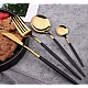 Set de 24 tacamuri elegante si rafinate cu un finisaj luxos NEGRU cu AURIU