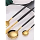 Set de 24 tacamuri elegante si rafinate cu un finisaj luxos NEGRU cu AURIU