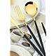 Set de 24 tacamuri elegante si rafinate cu un finisaj luxos NEGRU cu AURIU