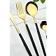 Set de 24 tacamuri elegante si rafinate cu un finisaj luxos NEGRU cu AURIU