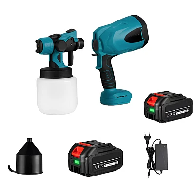 Pistol de Vopsit Electric Profesional fara fir 120W de 21V cu 2 baterii Li Ion capacitate 800 ml Pistol de Vopsit Electric Profesional fara fir 120W de 21V cu 2 baterii Li Ion capacitate 800 ml