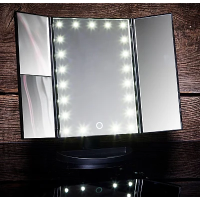 Oglinda Profesionala reglabila pentru machiaj si cosmetica cu 3 oglinzi laterale pliabile Iluminare Led Oglinda Profesionala reglabila pentru machiaj si cosmetica cu 3 oglinzi laterale pliabile Iluminare Led