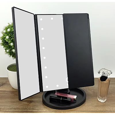 Oglinda Profesionala reglabila pentru machiaj si cosmetica cu 3 oglinzi laterale pliabile Iluminare Led Oglinda Profesionala reglabila pentru machiaj si cosmetica cu 3 oglinzi laterale pliabile Iluminare Led