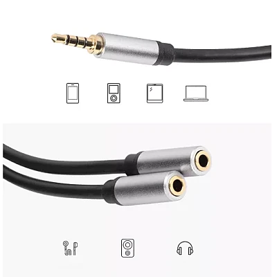 Cablu adaptor audio QHD74 de 3.5mm 20cm Cablu adaptor audio QHD74 de 3.5mm 20cm