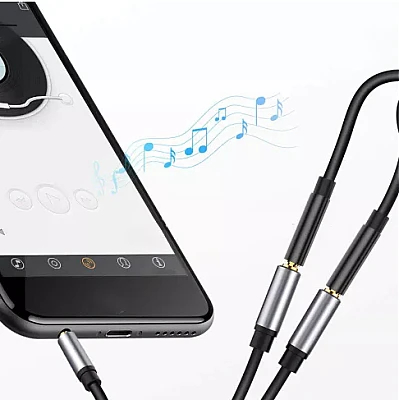 Cablu adaptor audio QHD74 de 3.5mm 20cm Cablu adaptor audio QHD74 de 3.5mm 20cm