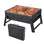 Gratar portabil tip valiza pentru gradina camping plaja din metal negru 27cmx35cmx23cm