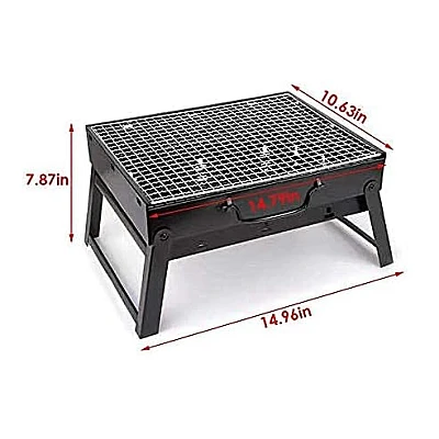 Gratar portabil tip valiza pentru gradina camping plaja din metal negru 27cmx35cmx23cm Gratar portabil tip valiza pentru gradina camping plaja din metal negru 27cmx35cmx23cm