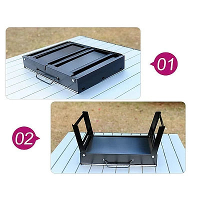Gratar portabil tip valiza pentru gradina camping plaja din metal negru 27cmx35cmx23cm Gratar portabil tip valiza pentru gradina camping plaja din metal negru 27cmx35cmx23cm
