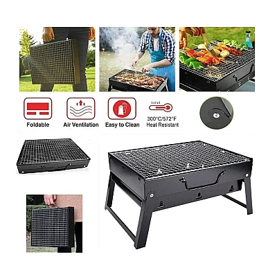 Gratar portabil tip valiza pentru gradina camping plaja din metal negru 27cmx35cmx23cm Gratar portabil tip valiza pentru gradina camping plaja din metal negru 27cmx35cmx23cm