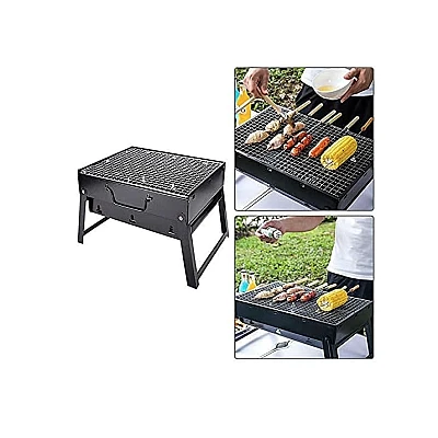 Gratar portabil tip valiza pentru gradina camping plaja din metal negru 27cmx35cmx23cm Gratar portabil tip valiza pentru gradina camping plaja din metal negru 27cmx35cmx23cm
