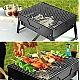 Gratar portabil tip valiza pentru gradina camping plaja din metal negru 27cmx35cmx23cm Gratar portabil tip valiza pentru gradina camping plaja din metal negru 27cmx35cmx23cm