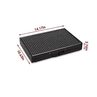 Gratar portabil tip valiza pentru gradina camping plaja din metal negru 27cmx35cmx23cm Gratar portabil tip valiza pentru gradina camping plaja din metal negru 27cmx35cmx23cm