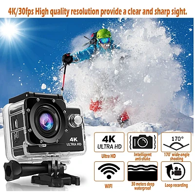 Camera Sport 4K UltraHD 30fps WiFi 16MP si Accesorii Camera Sport 4K UltraHD 30fps WiFi 16MP si Accesorii