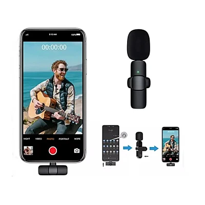 Microfon wireless K8 tip lavaliera conector USB tip C sau iPhone Microfon wireless K8 tip lavaliera conector USB tip C sau iPhone
