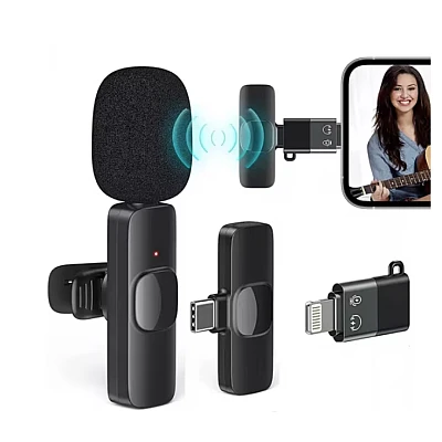 Microfon wireless K8 tip lavaliera conector USB tip C sau iPhone Microfon wireless K8 tip lavaliera conector USB tip C sau iPhone