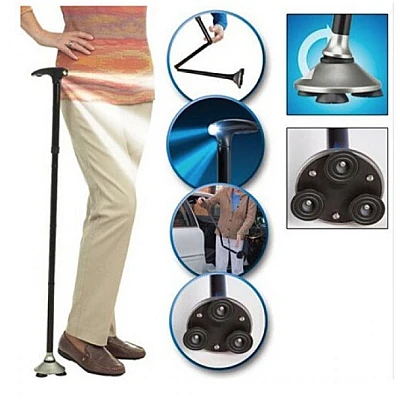 Baston de sprijin Trusty Cane cu inaltime reglabila pliabil cu lanterna Baston de sprijin Trusty Cane cu inaltime reglabila pliabil cu lanterna