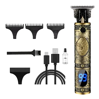Trimmer profesional de tuns afisaj digital Vintage T9 cu acumulator Trimmer profesional de tuns afisaj digital Vintage T9 cu acumulator