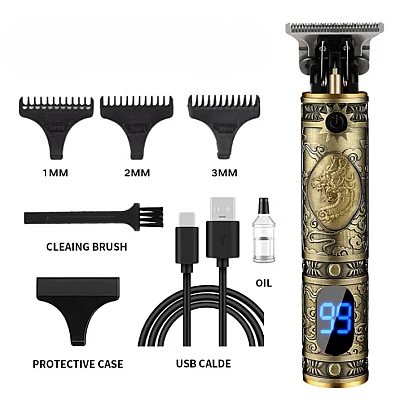 Trimmer profesional de tuns afisaj digital Vintage T9 cu acumulator Trimmer profesional de tuns afisaj digital Vintage T9 cu acumulator