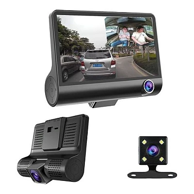 Camera auto tripla Full HD 3 camere fata/spate/interior ecran 4 inch G Senzor Camera auto tripla Full HD 3 camere fata/spate/interior ecran 4 inch G Senzor
