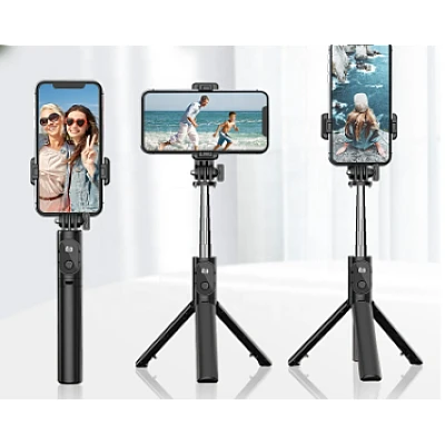 Selfie Stick cu telecomanda bluetooth si trepied P20S negru Selfie Stick cu telecomanda bluetooth si trepied P20S negru
