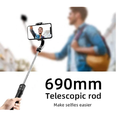 Selfie Stick cu telecomanda bluetooth si trepied P20S negru Selfie Stick cu telecomanda bluetooth si trepied P20S negru