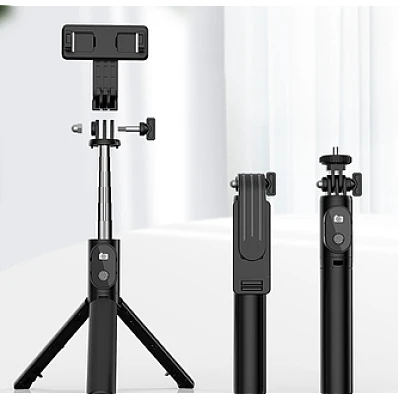 Selfie Stick cu telecomanda bluetooth si trepied P20S negru Selfie Stick cu telecomanda bluetooth si trepied P20S negru