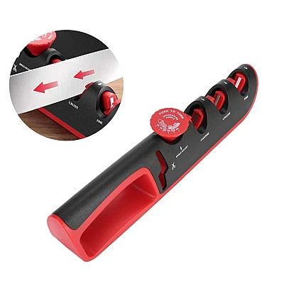 UB Ascutitor profesional de cutite ajustabil 4 in 1 Negru/Rosu