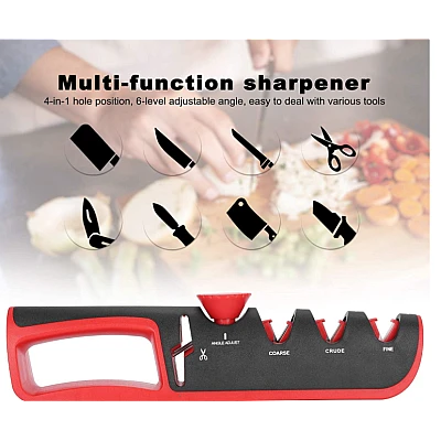 UB Ascutitor profesional de cutite ajustabil 4 in 1 Negru/Rosu