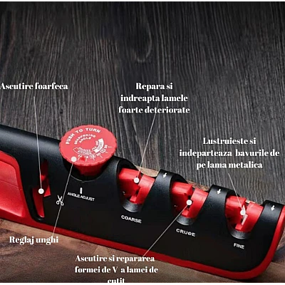 UB Ascutitor profesional de cutite ajustabil 4 in 1 Negru/Rosu