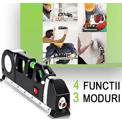 Nivela cu Laser Level Pro3 Multifunctionala cu Boloboc si Ruleta Nivela cu Laser Level Pro3 Multifunctionala cu Boloboc si Ruleta
