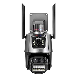Camera de supraveghere dubla WIFI 8MP exterior/interior Ultra HD 5X zoom rotire alarma senzor miscare AX