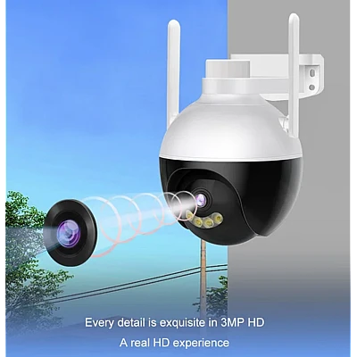 Camera inteligenta de Supraveghere cu Unghi Wide HD 4MP Rotunda Alba HA